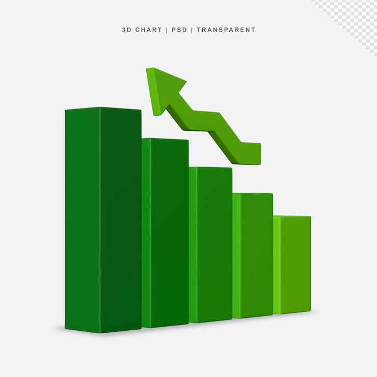 PSD 3d bar chart come out from mobile phone transparent no background