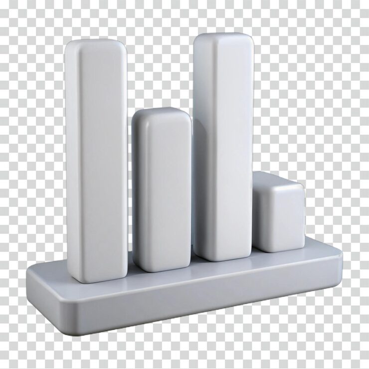 PSD 3d bar chart data visualization statistical graph white blocks abstract graphic simple chart data representation business analytics information presentation performance indicator progress tracker