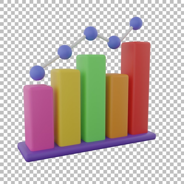 PSD 3d bar chart graph left view with transparent background