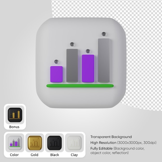 3d bar chart icon front