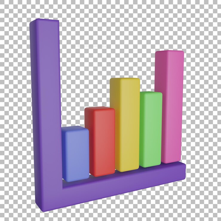 PSD 3d bar chart left view with transparent background