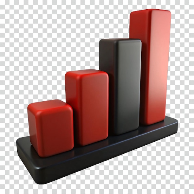 3D Bar Graph Red and Black Ascending Data Visualization