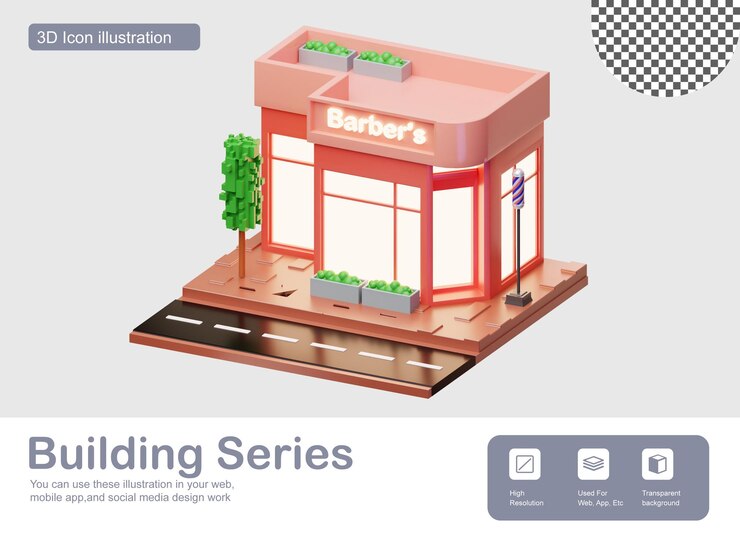 理髪店の 3 D イラスト