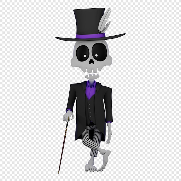 3d baron saturday dressed in a tuxedo and top hat holding a cane concept of the el da de muertos