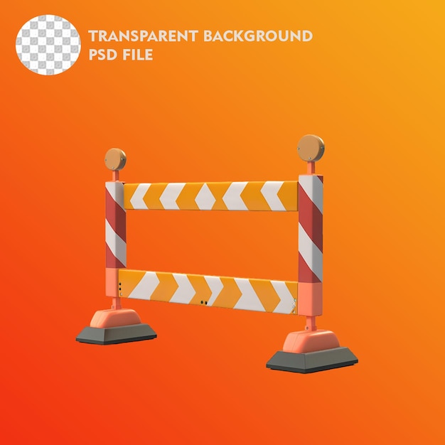 3D Barrier Transparent Background PSD File