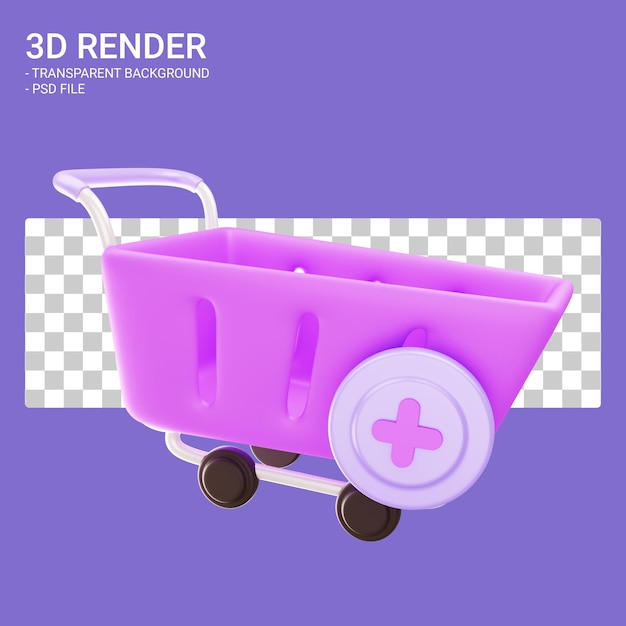 3d basket render with purple colour