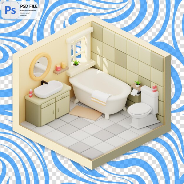 PSD iconica di illustrazione 3d del bagno png isolata