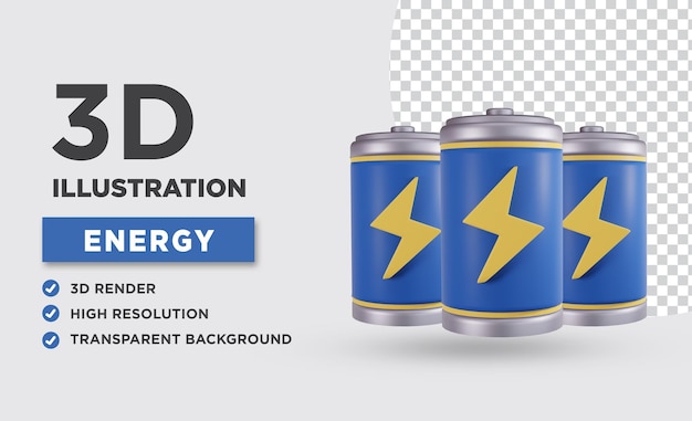 PSD illustrazione della batteria 3d