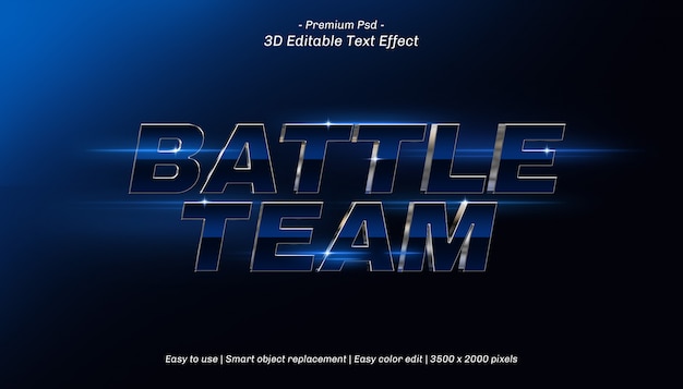 3D Battle Team Edytowalny efekt tekstowy