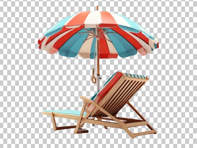 PSD 3d beach chair and umbrella on object background