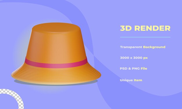 3d beach hat object with transparent background