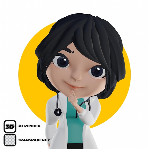 PSD 3d beautiful female doctor suit with stethoscope