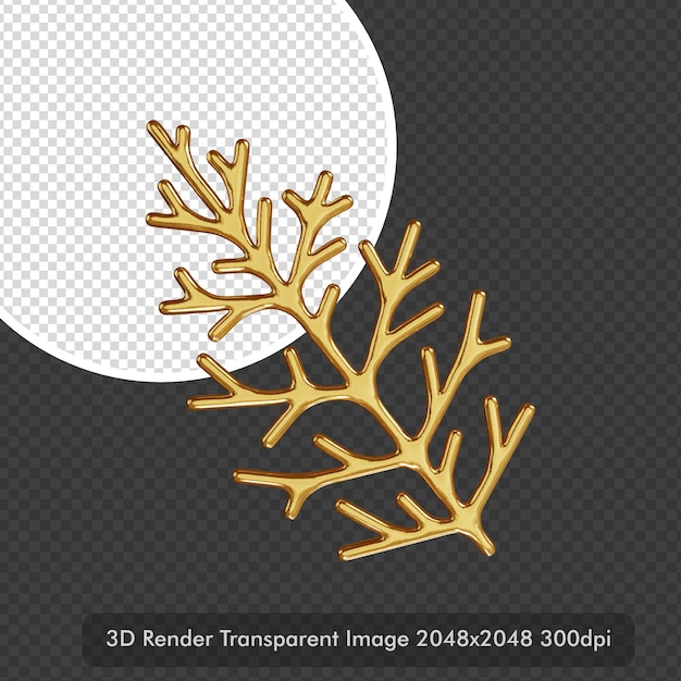 PSD 3d beautiful golden branch