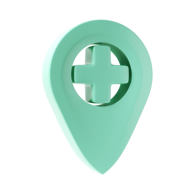 PSD 3d-beeld geneeskunde geotag icoon medische kruis bedrijf onderneming kaart turquoise tag