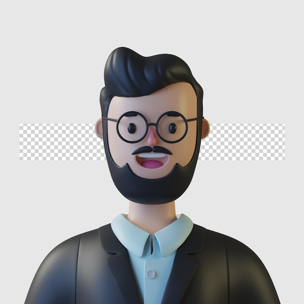 3D-beeldverhaalkarakter avatar geïsoleerd in 3D-rendering