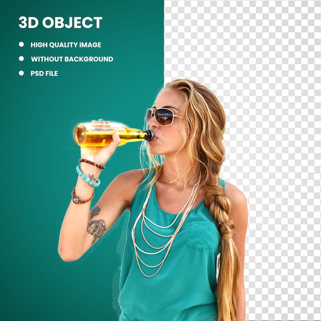 PSD 3d beer bottle wine alcoholic drink drink girl alcohol by volume