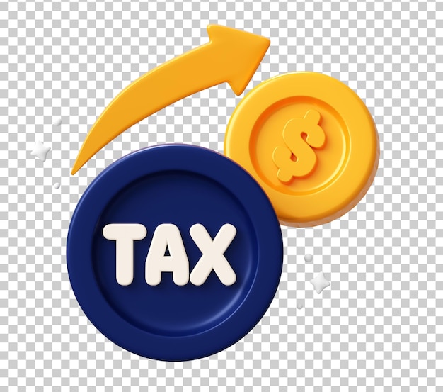3D-belasting- en dollar-icoon met stijgende pijl voor financiële groeiconcepten