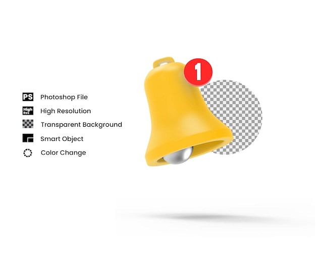 3d bell notification with badge