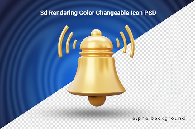 3d bell reminder notification alert or alarm icon