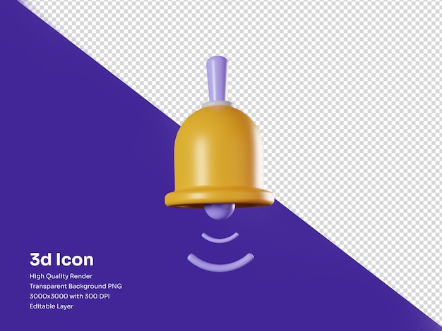 3d bell with notification icon render