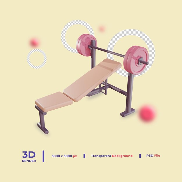 3d bench press object with transparent background