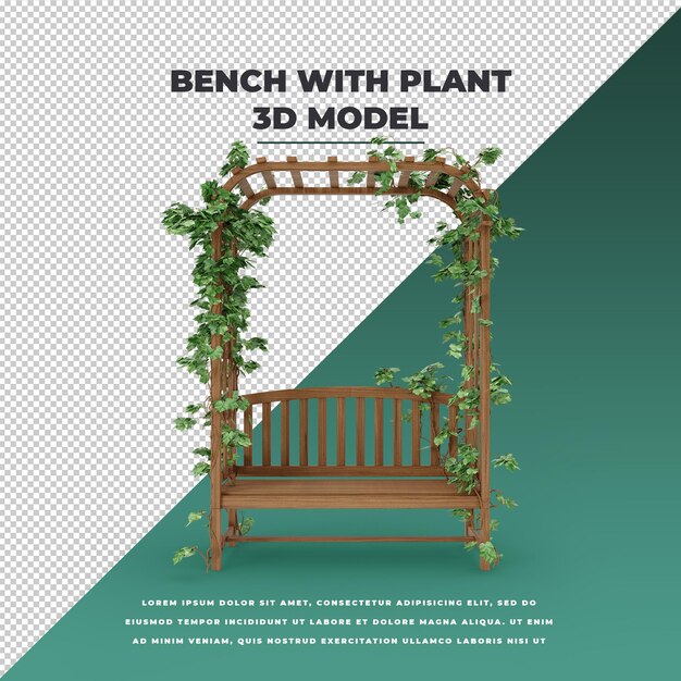 PSD 植物モデルを備えた3dベンチ