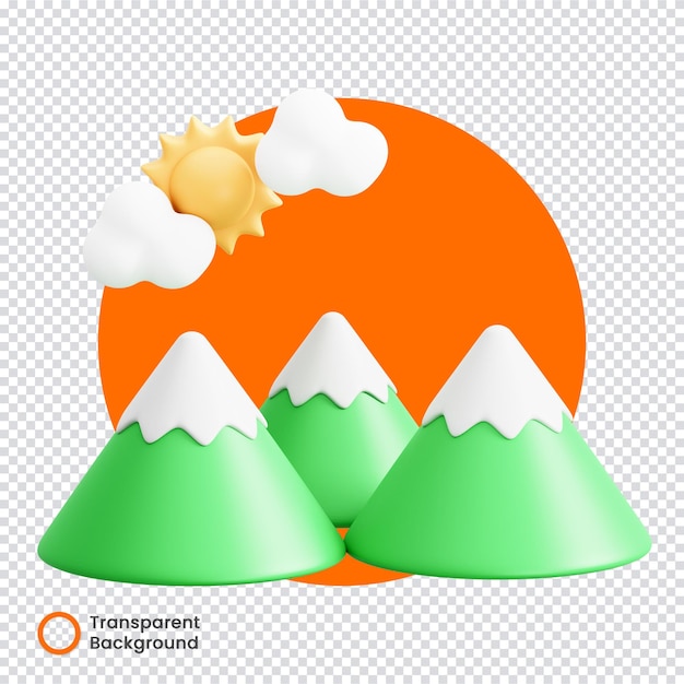 3d-bergtransparante achtergrond