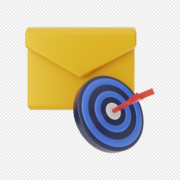 3D-bericht envelop pictogram met doel