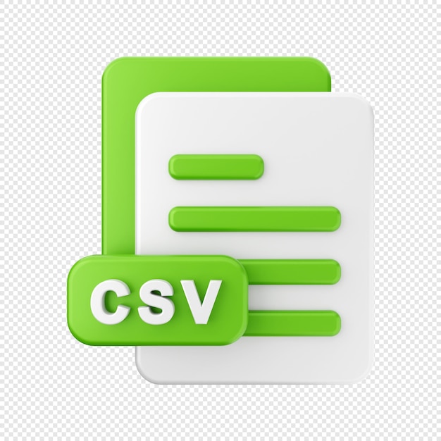 PSD 3d-bestand csv-formaat pictogram afbeelding