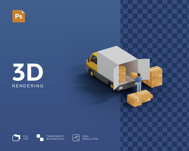 PSD 3d bestelwagen illustratie