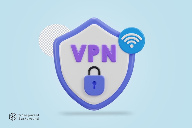 3d beveiligd vpn netwerk met hangslot icoon vector illustratie