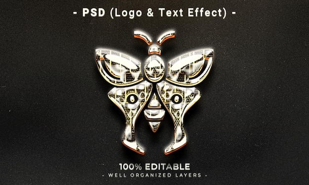 PSD 3d bewerkbaar logo en teksteffect stijl mockup met donkere abstracte achtergrond