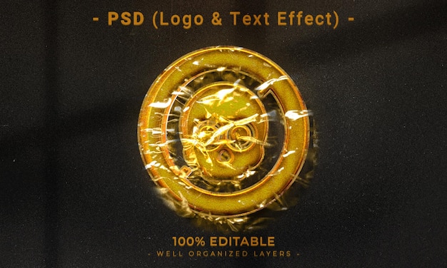 PSD 3d bewerkbaar logo en teksteffect stijl mockup met donkere abstracte achtergrond