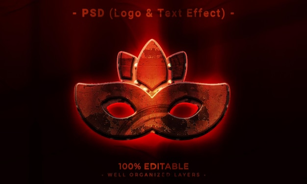 3D bewerkbaar logo en teksteffect stijl mockup met donkere abstracte achtergrond