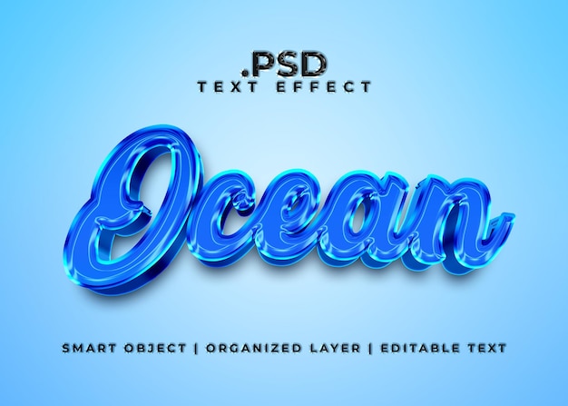 PSD 3d bewerkbaar oceaanteksteffect