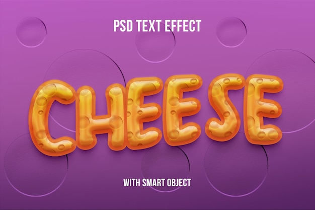 PSD 3d-bewerkbaar teksteffect kaasvoedsel typografie lettertype-effect