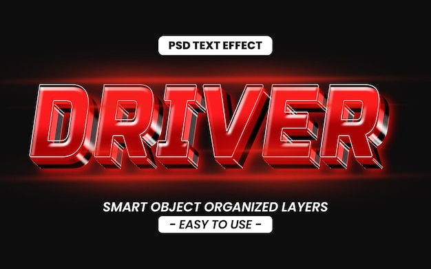 3d bewerkbare stuurprogramma tekst effect typografie stijl sjabloon