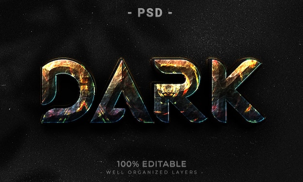 PSD 3d bewerkbare tekst en logo-effect stijl mockup met donkere abstracte achtergrond