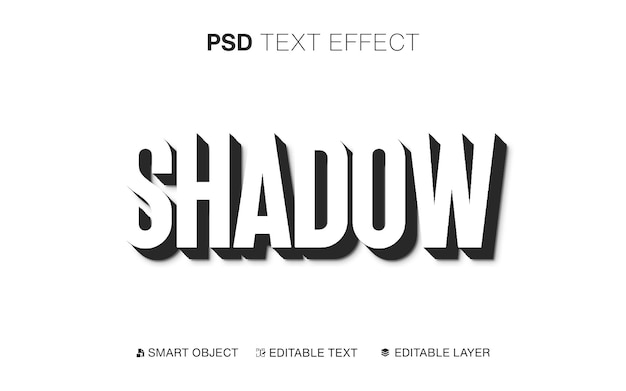 3D-bewerkbare tekst Zwart-wit schaduwteksteffect
