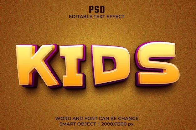 3D-bewerkbare teksteffectstijl voor kinderen met achtergrond