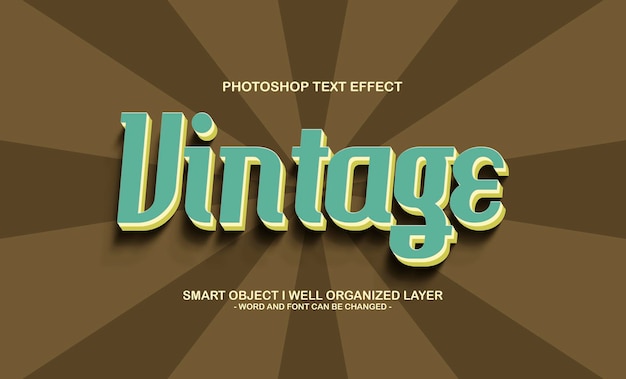 3d bewerkbare vintage tekst stijl effect