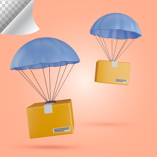 3D-bezorgdoos met parachute