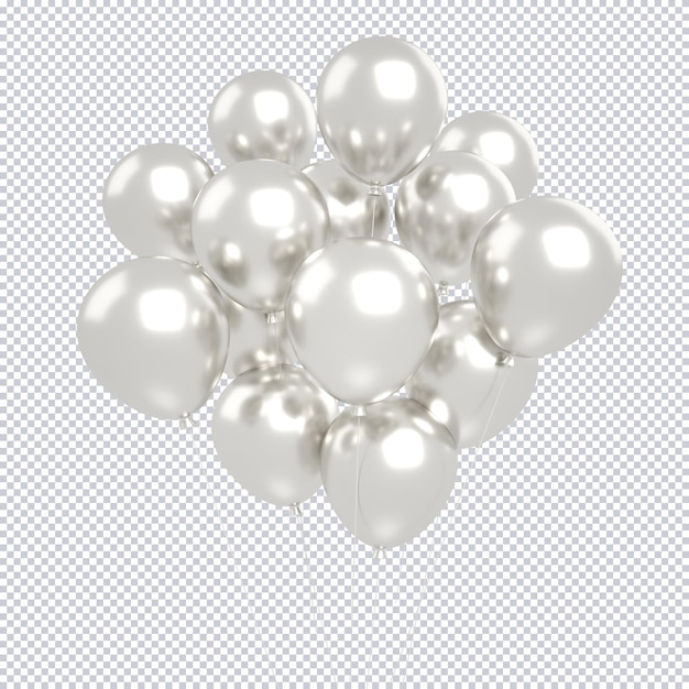 3d białe balony izolowane, które unoszą się na tle makiety z okazji urodzin