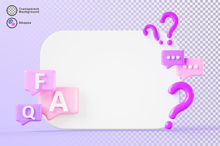 PSD 3d biały plakat z bąbelkami faq mowy renderowanie ikony mediów społecznościowych pytanie odpowiedź post baner szablon z skrzynkami wiadomości czatu ramki dialogowe i zapytać znaki na fioletowym tle