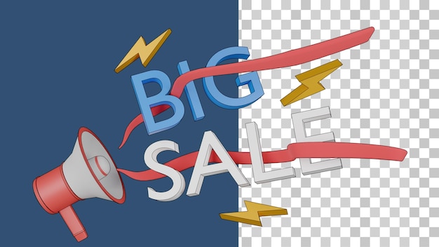 PSD 3d big sale announcement png transparent background