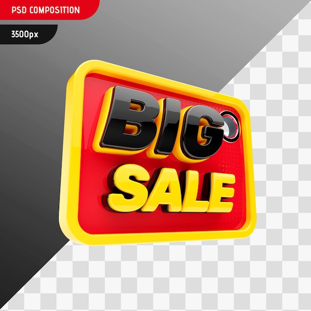 PSD 3d big sale badge design