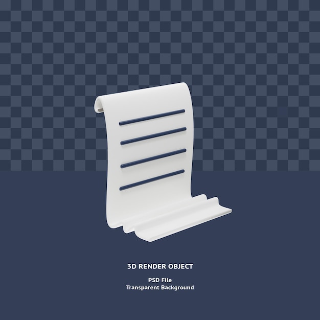 3d bill invoice receipt payment icon illustration object rendered