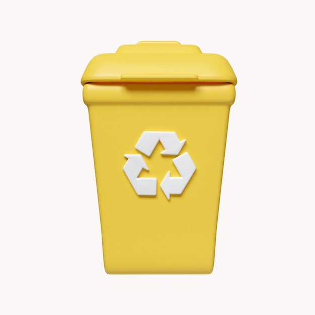 3d bin Recycle for save the earth and keep environment plastic icon isolated on white background 3d rendering illustration Clipping path