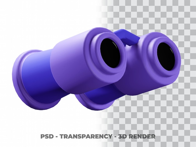 3D Binocular Clipart with Transparency Background