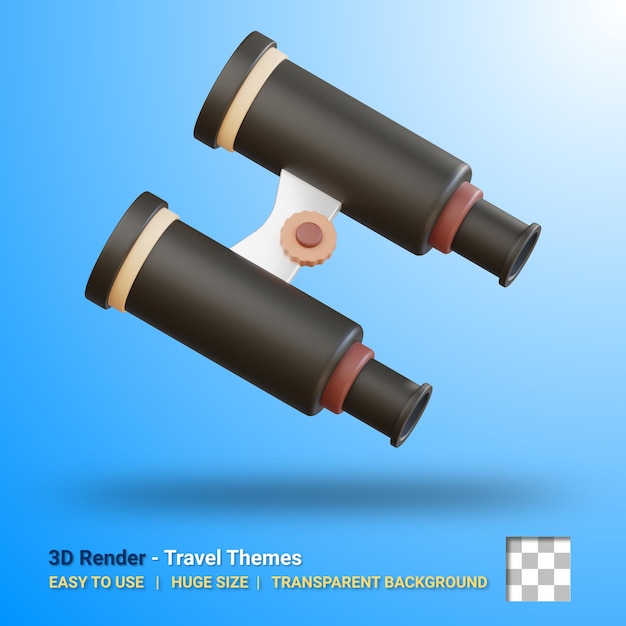 PSD 3d binocular illustration with transparent background